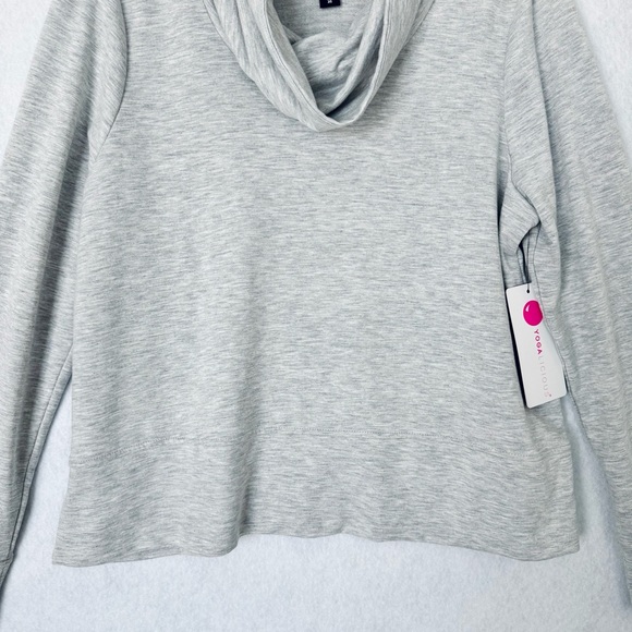 Yogalicious Sweatshirt Womens XL Gray Long Sleeves Cropped Cowl Neck Athleisure - Picture 3 of 15